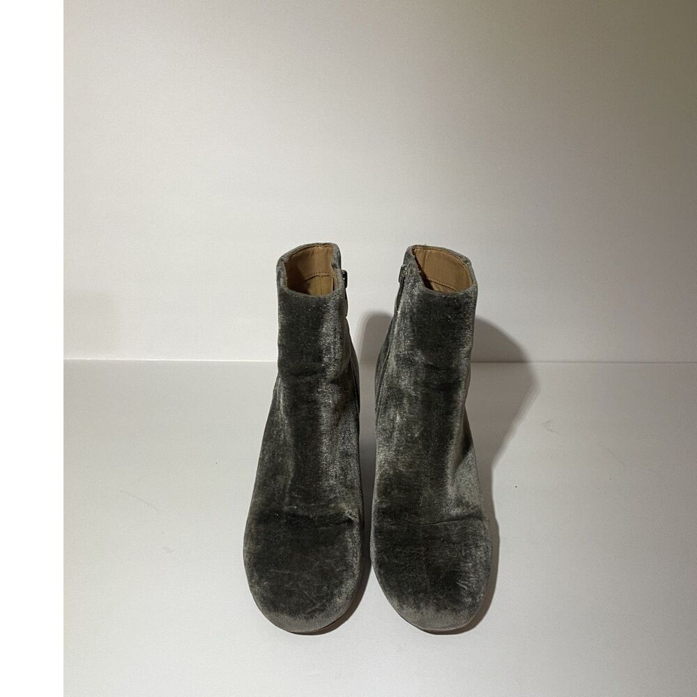Franco Sarto Jubilee Gray Velvet Block Heel Ankle Booties - Size 6.5